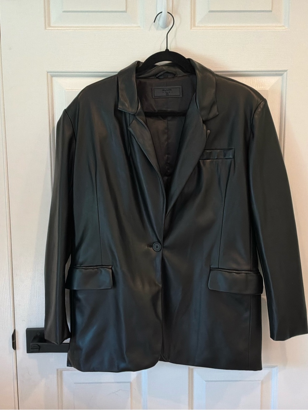 Blank NYC Black Faux Leather Blazer Jacket